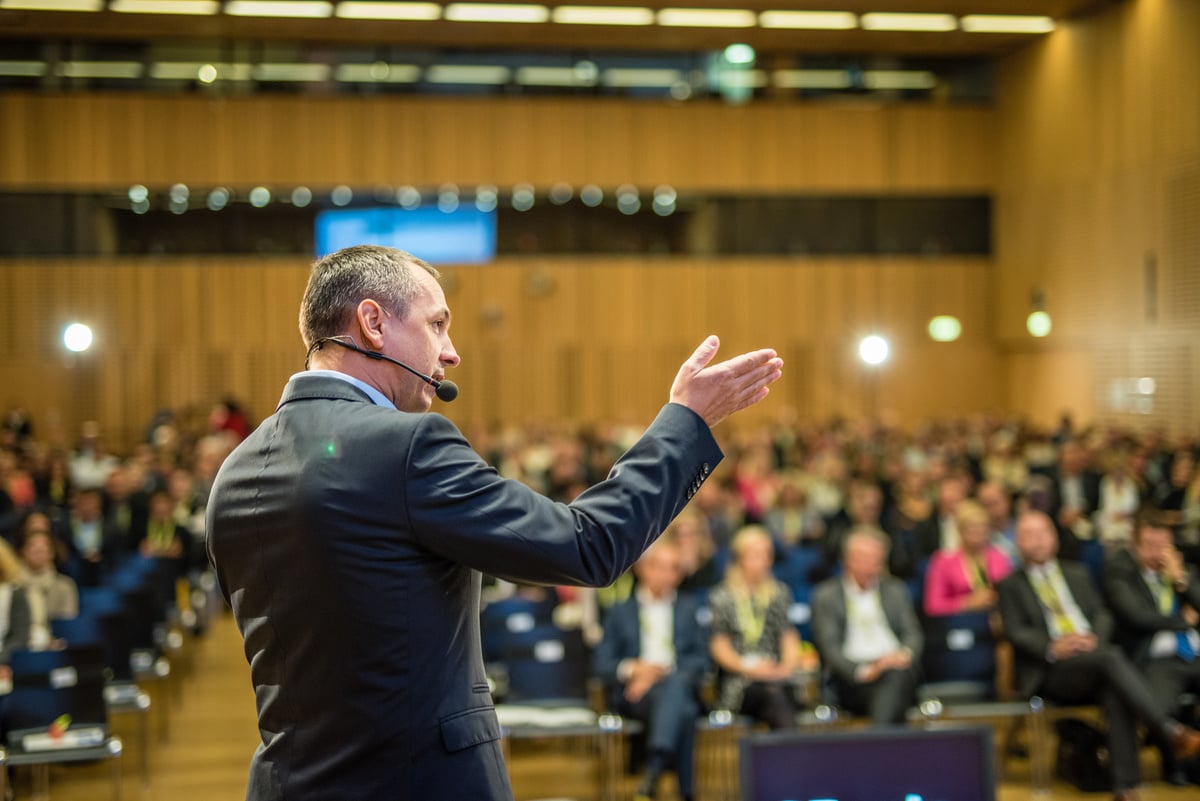 Business people in seminar at auditorium